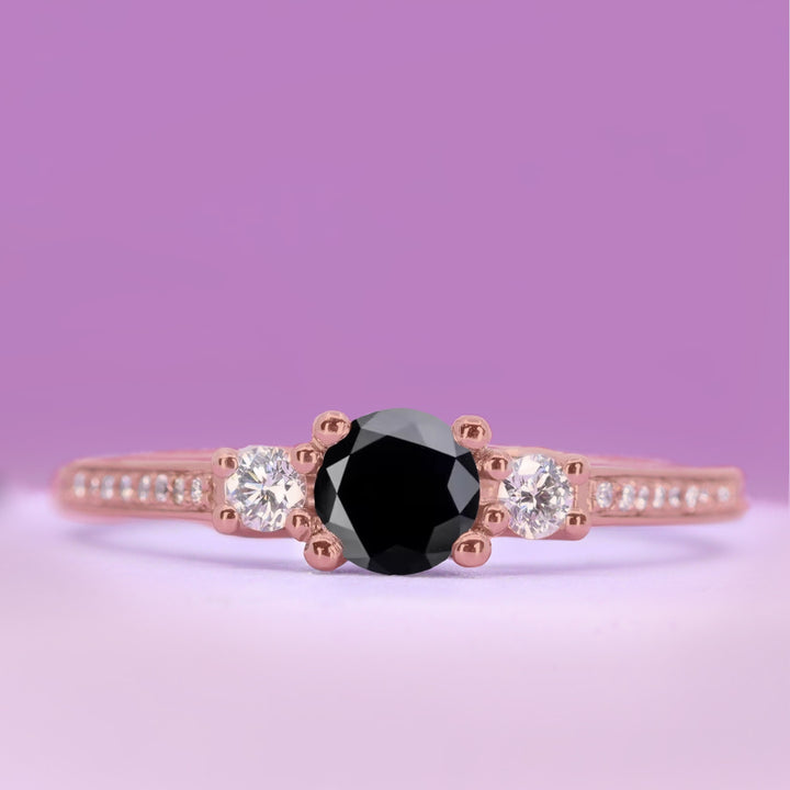 Callie - Round Brilliant Cut Gemstone Trilogy Engagement Ring