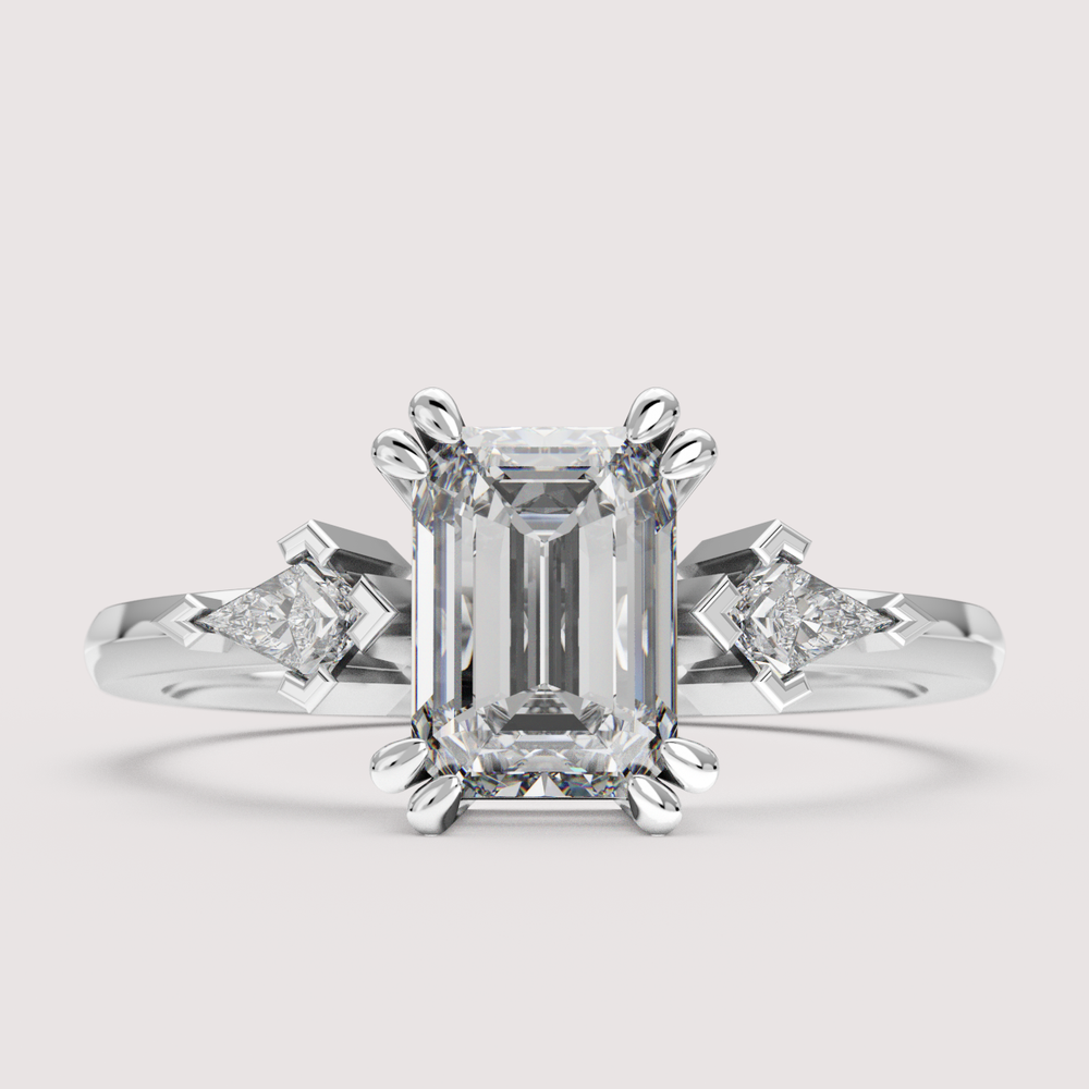 Dahlia - Emerald Cut Trilogy Engagement Ring Setting