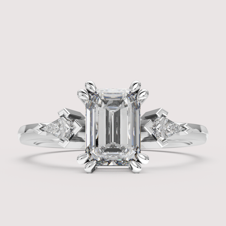 Dahlia - Emerald Cut Trilogy Engagement Ring Setting