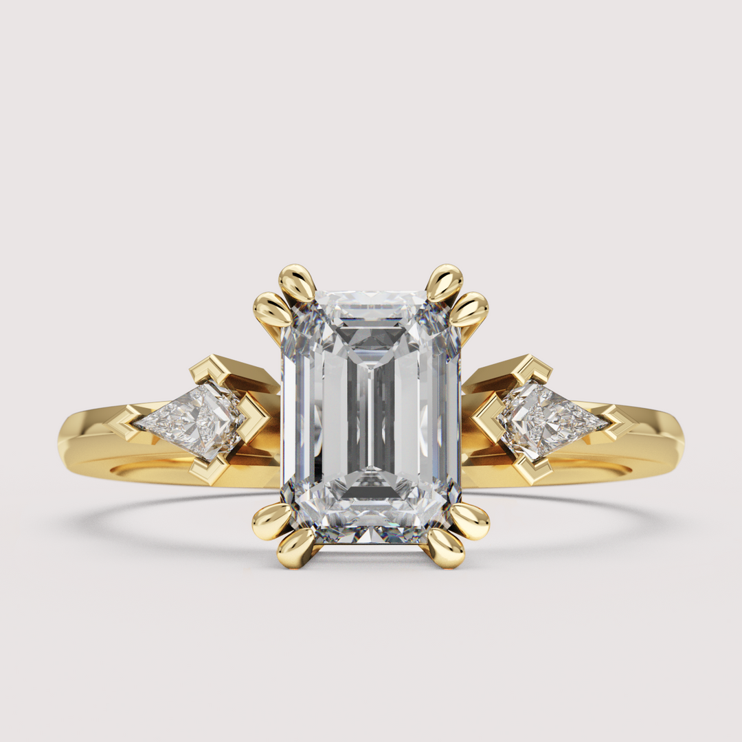 Dahlia - Emerald Cut Trilogy Engagement Ring Setting