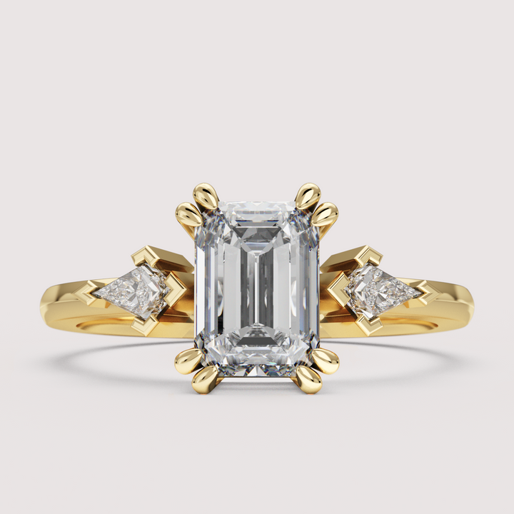 Dahlia - Emerald Cut Trilogy Engagement Ring Setting