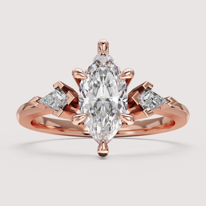 Dahlia - Marquise Cut Trilogy Engagement Ring Setting