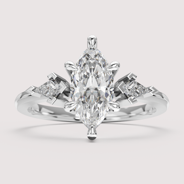 Dahlia - Marquise Cut Trilogy Engagement Ring Setting