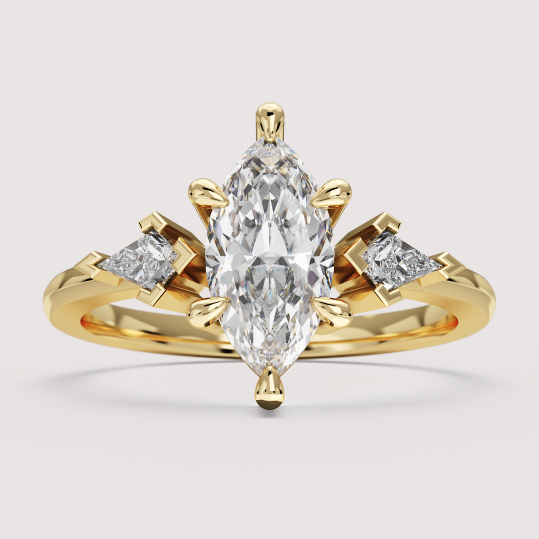 Dahlia - Marquise Cut Trilogy Engagement Ring Setting