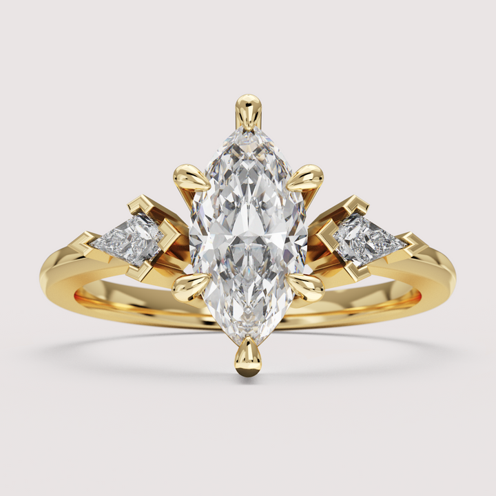 Dahlia - Marquise Cut Trilogy Engagement Ring Setting