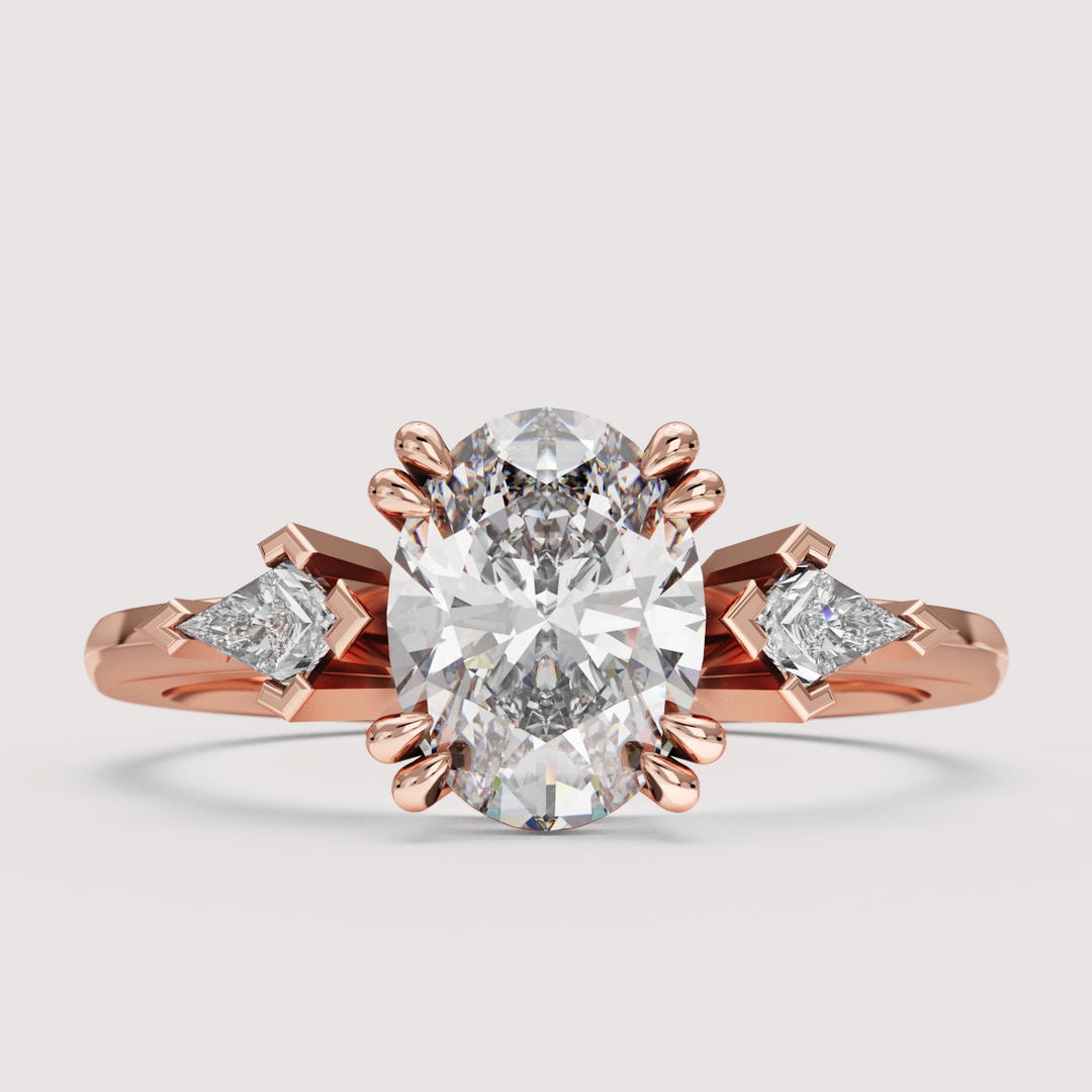 Dahlia - Oval Cut Trilogy Engagement Ring Setting