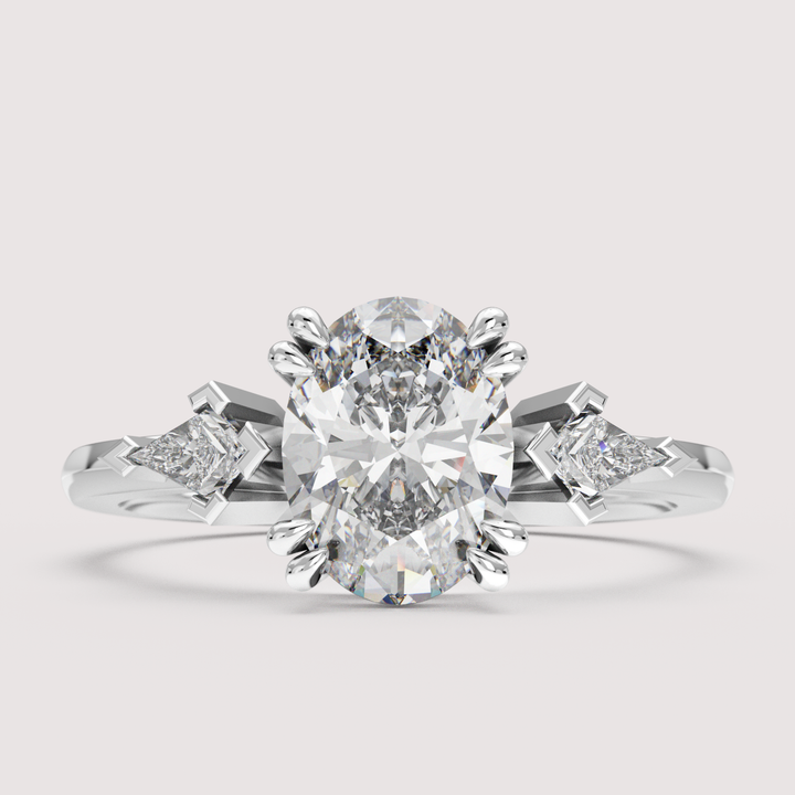 Dahlia - Oval Cut Trilogy Engagement Ring Setting