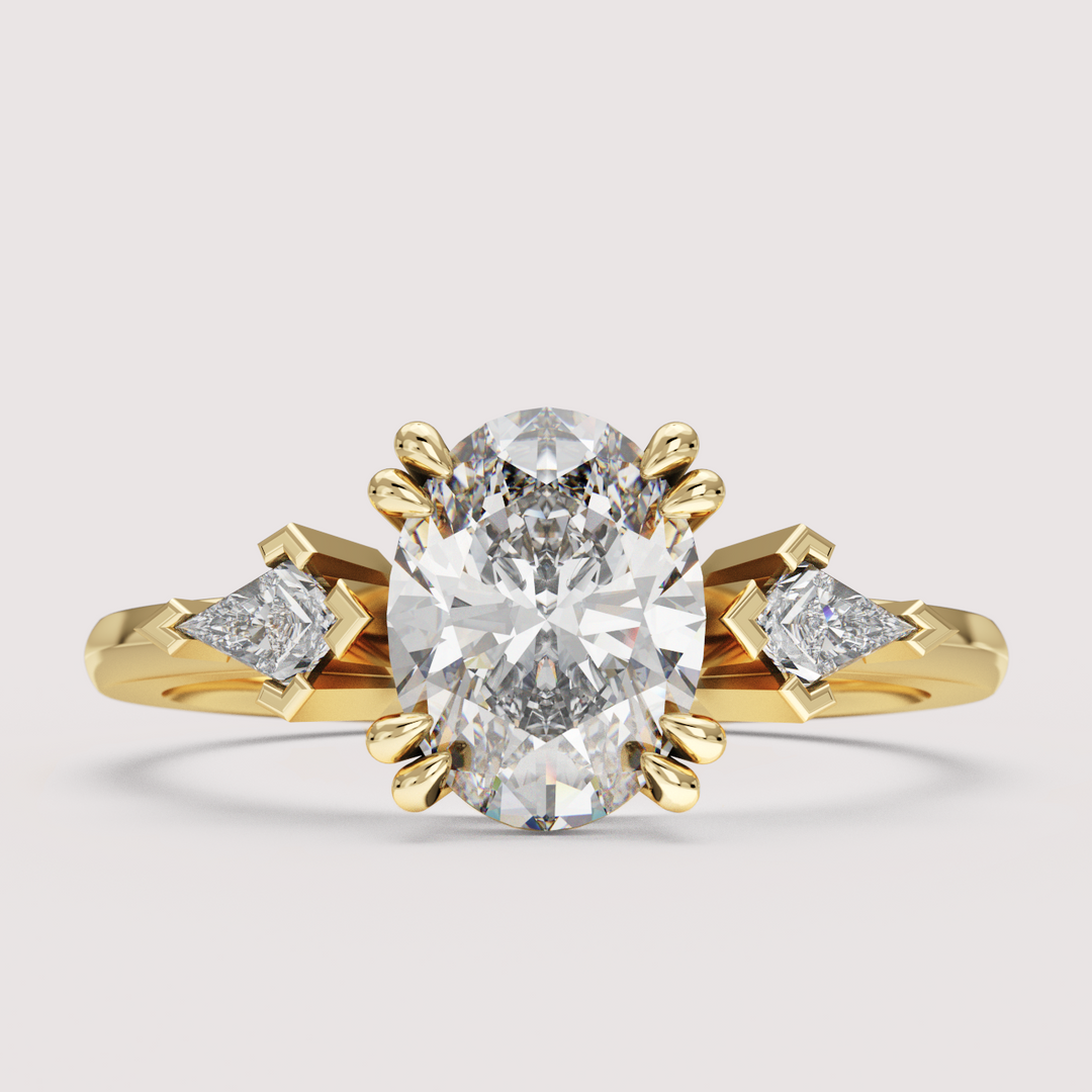 Dahlia - Oval Cut Trilogy Engagement Ring Setting