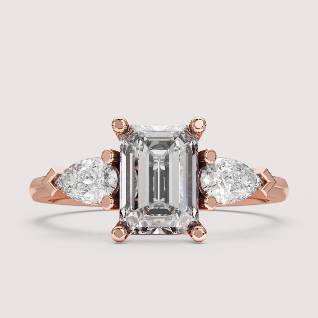 Daphne - Emerald Cut Trilogy Engagement Ring Setting