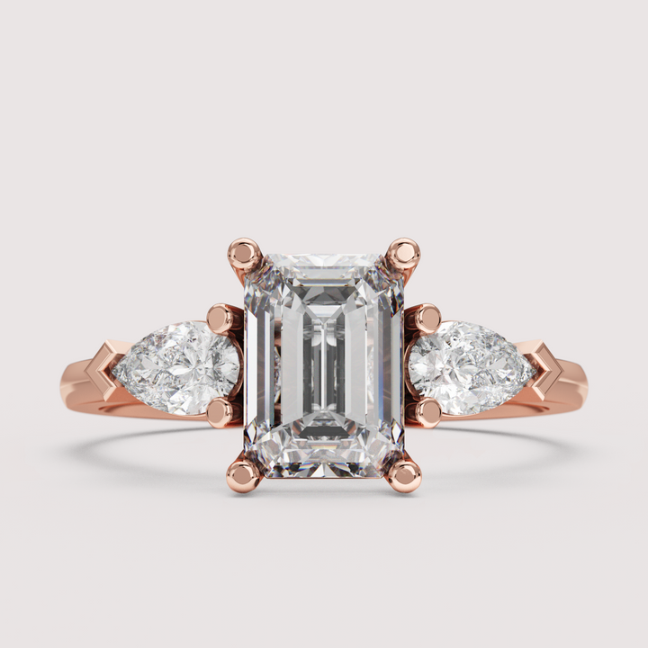 Daphne - Emerald Cut Trilogy Engagement Ring Setting