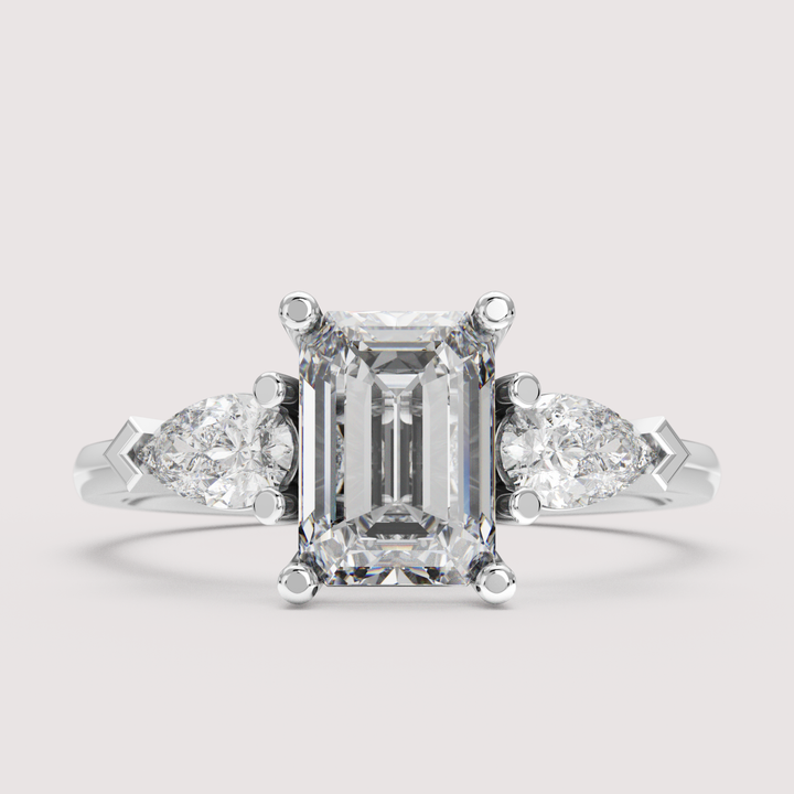 Daphne - Emerald Cut Trilogy Engagement Ring Setting