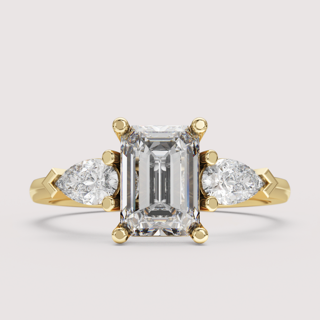 Daphne - Emerald Cut Trilogy Engagement Ring Setting
