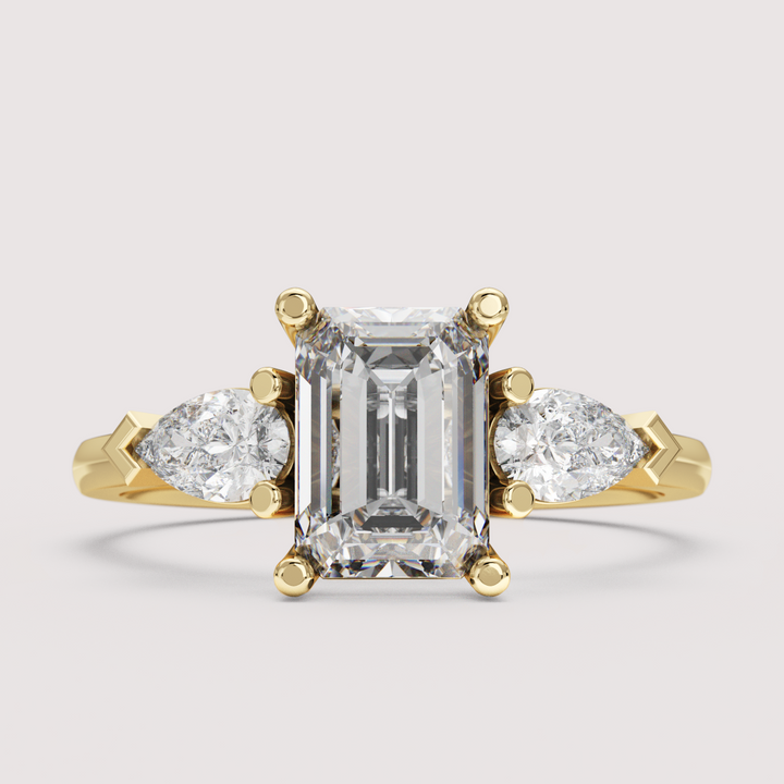 Daphne - Emerald Cut Trilogy Engagement Ring Setting