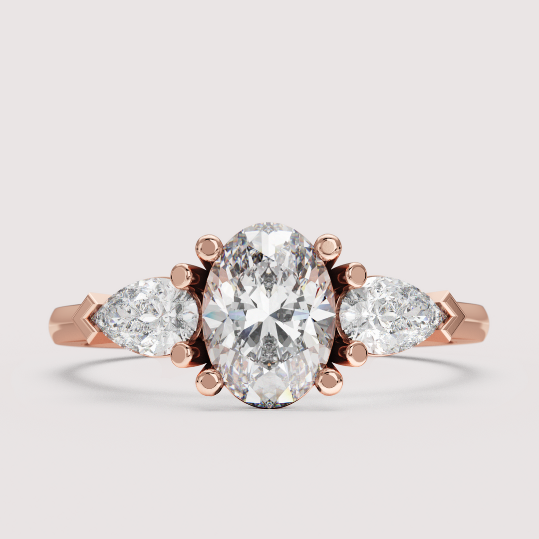 Daphne - Oval Cut Trilogy Engagement Ring Setting