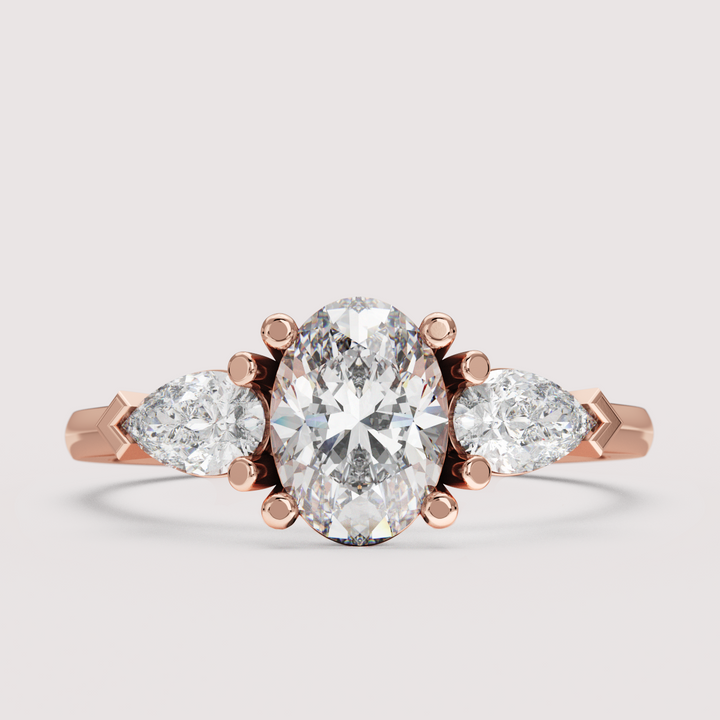Daphne - Oval Cut Trilogy Engagement Ring Setting