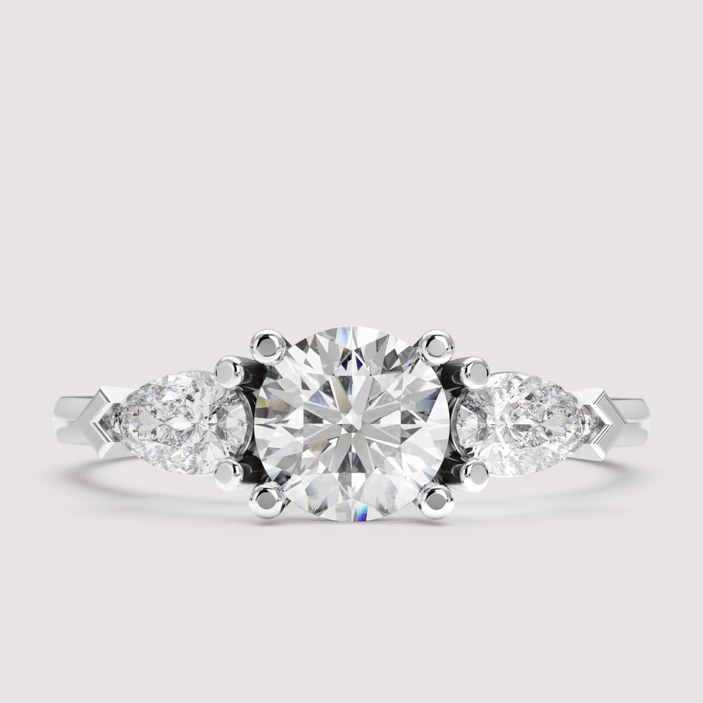 Daphne - Round Cut Trilogy Engagement Ring Setting