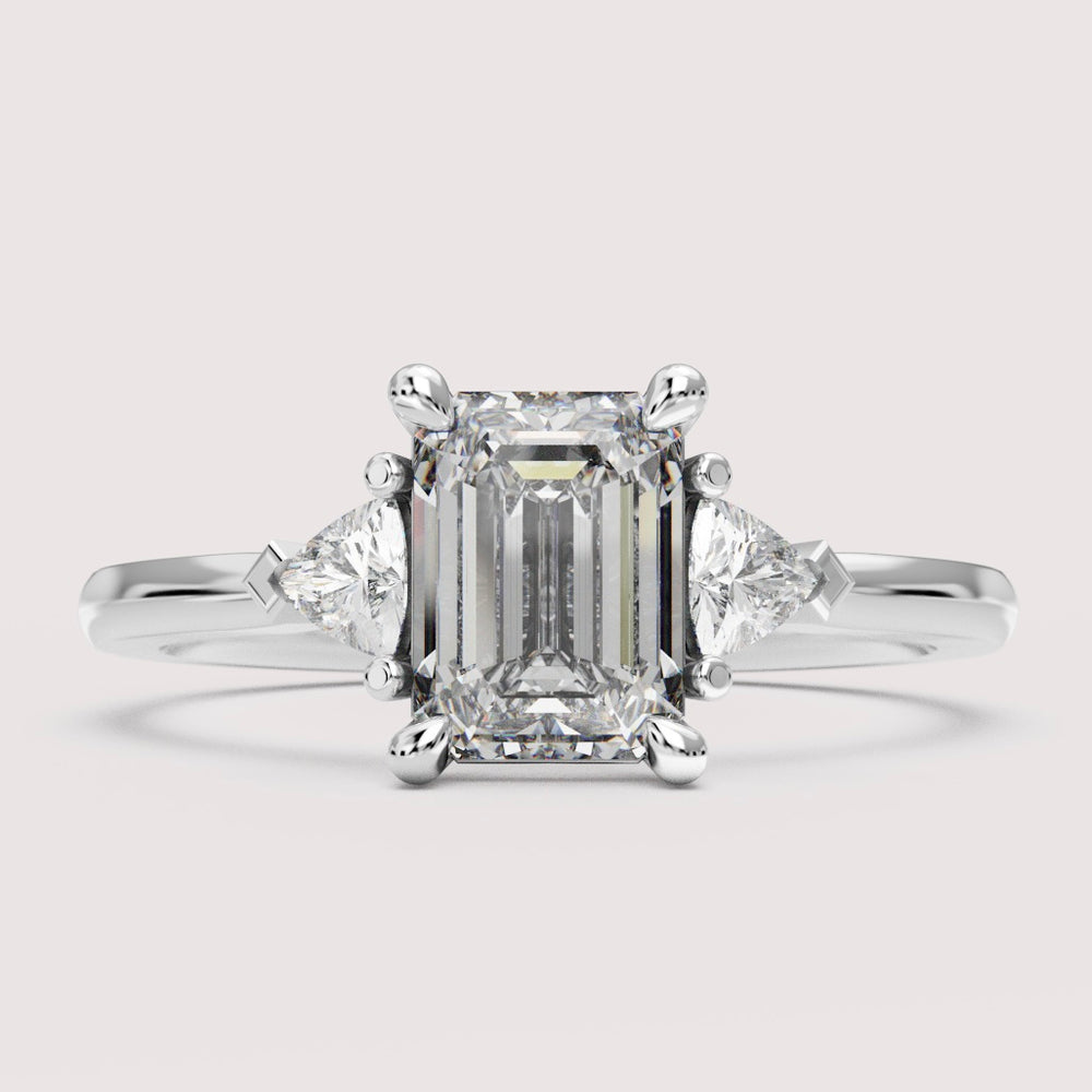 Delphine - Emerald Cut Trilogy Engagement Ring Setting