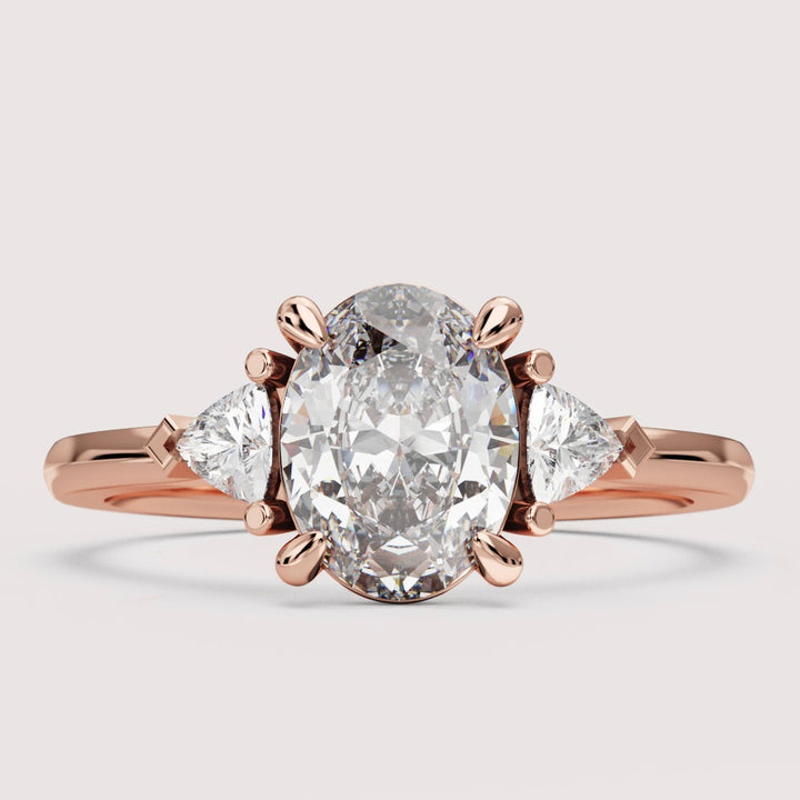 Delphine - Oval Cut Trilogy Engagement Ring Setting