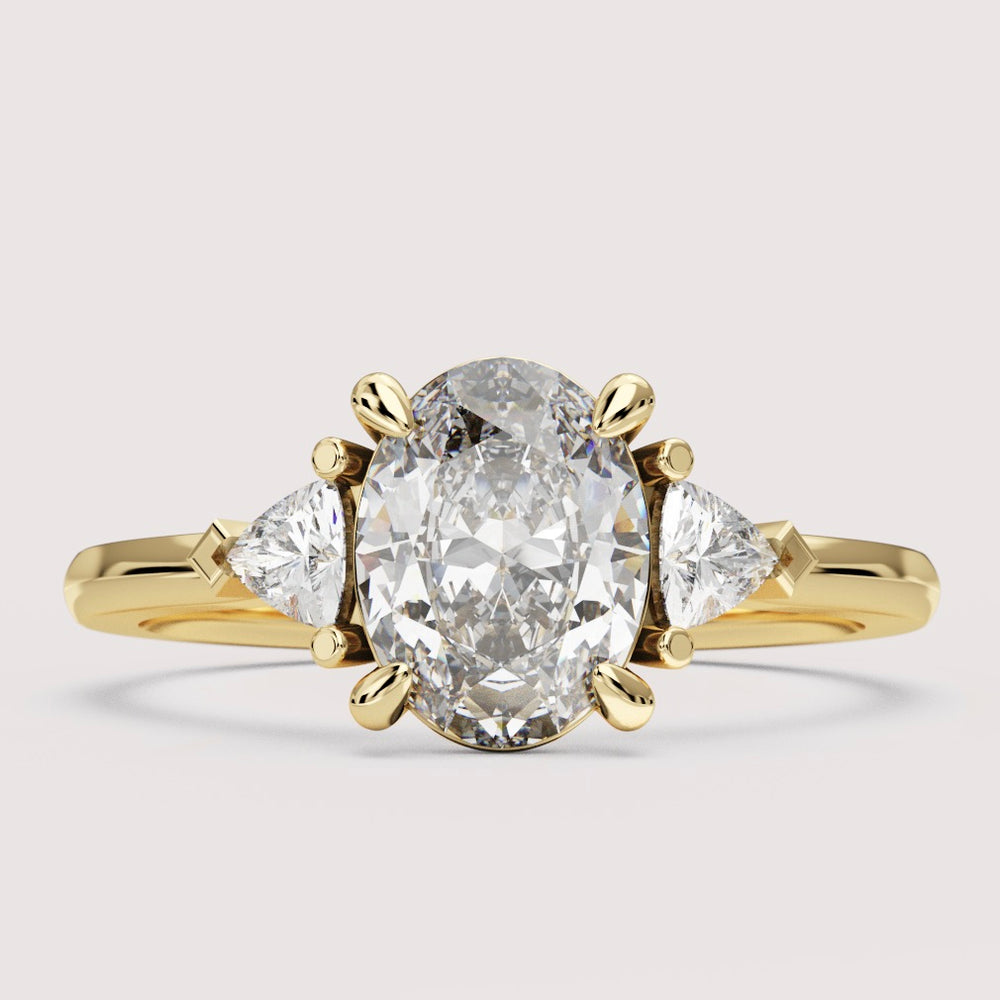 Delphine - Oval Cut Trilogy Engagement Ring Setting