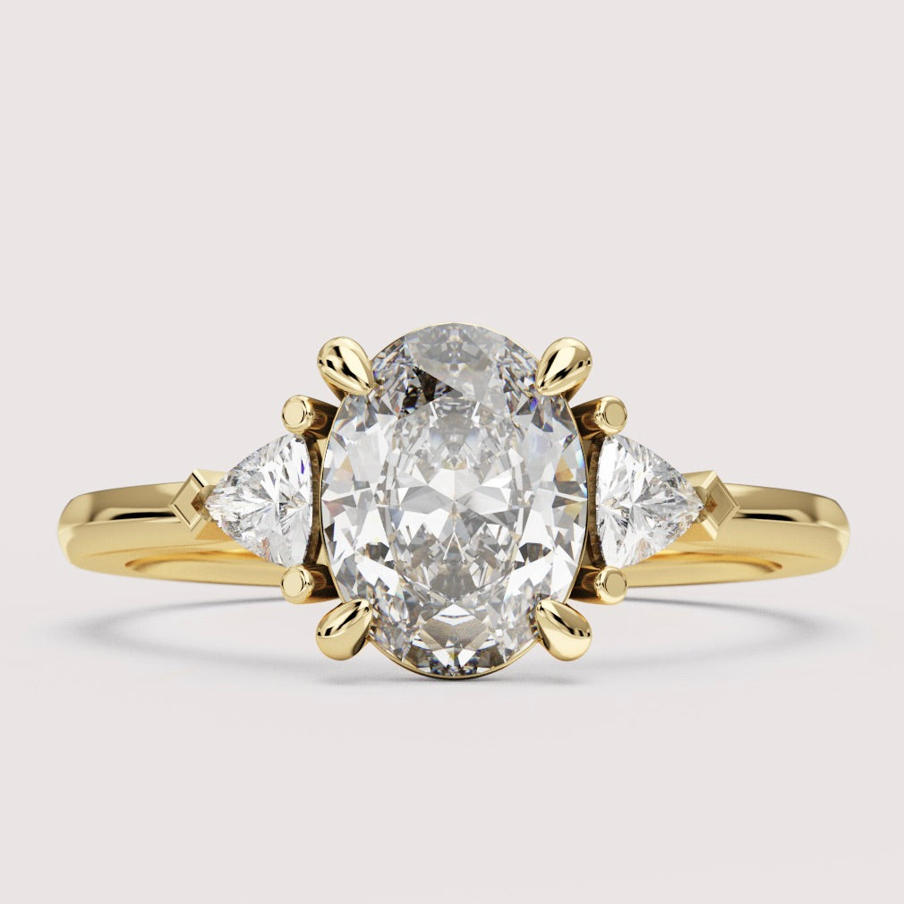 Delphine - Oval Cut Trilogy Engagement Ring Setting