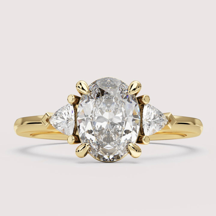Delphine - Oval Cut Trilogy Engagement Ring Setting