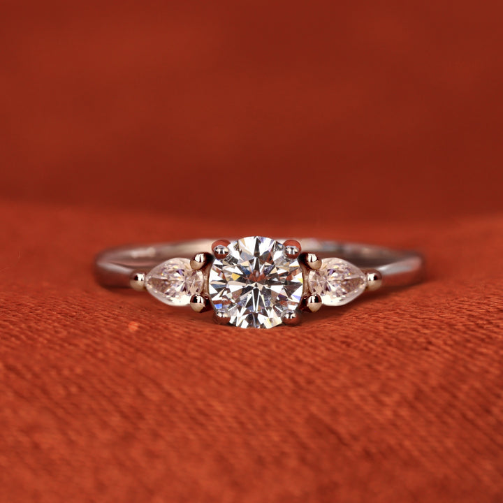 Elspeth - Round Brilliant Cut Lab Grown Diamond Trilogy Engagement Ring