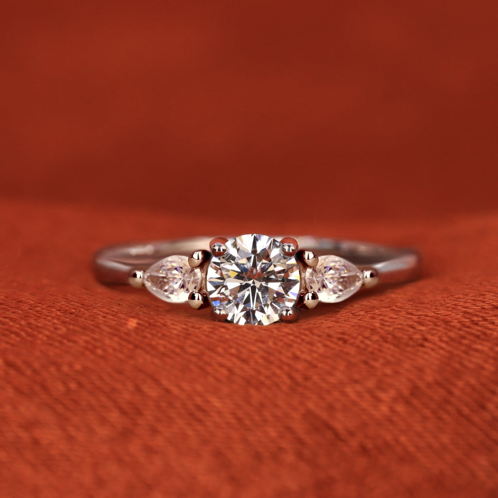 Elspeth - Round Brilliant Cut Lab Grown Diamond Trilogy Engagement Ring