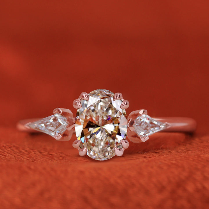 Dahlia - Oval Cut Lab Grown Diamond Trilogy Engagement Ring