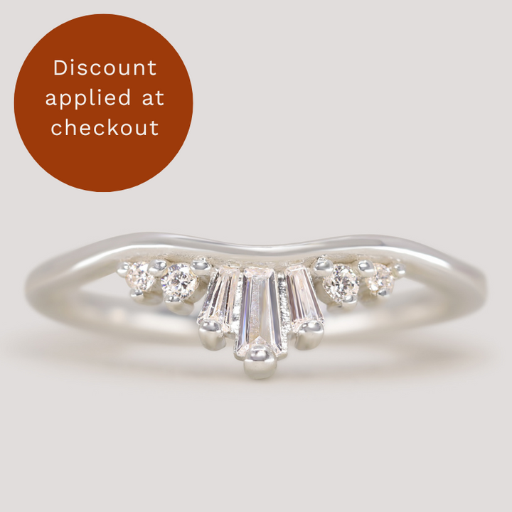 Diana - Tapered Baguette and Round Diamond Set Tiara Wedding Ring - Made-to-Order