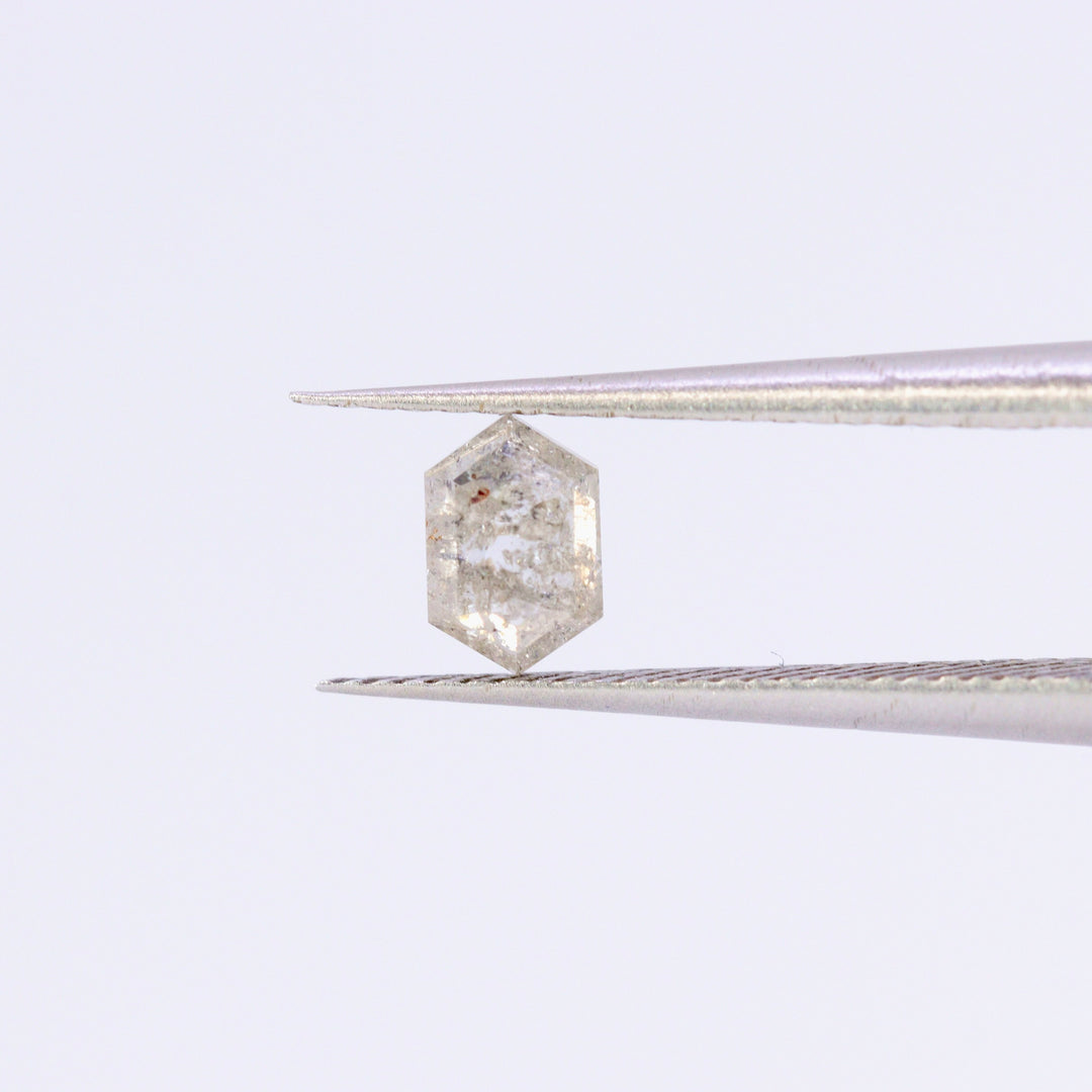 Salt and Pepper Diamond | 0.41ct Elongated Hexagon Cut, Loose Gemstone