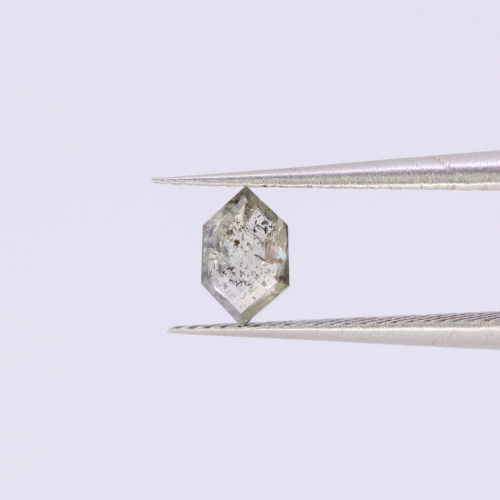 Salt and Pepper Diamond | 0.37ct Elongated Hexagon Cut, Loose Gemstone