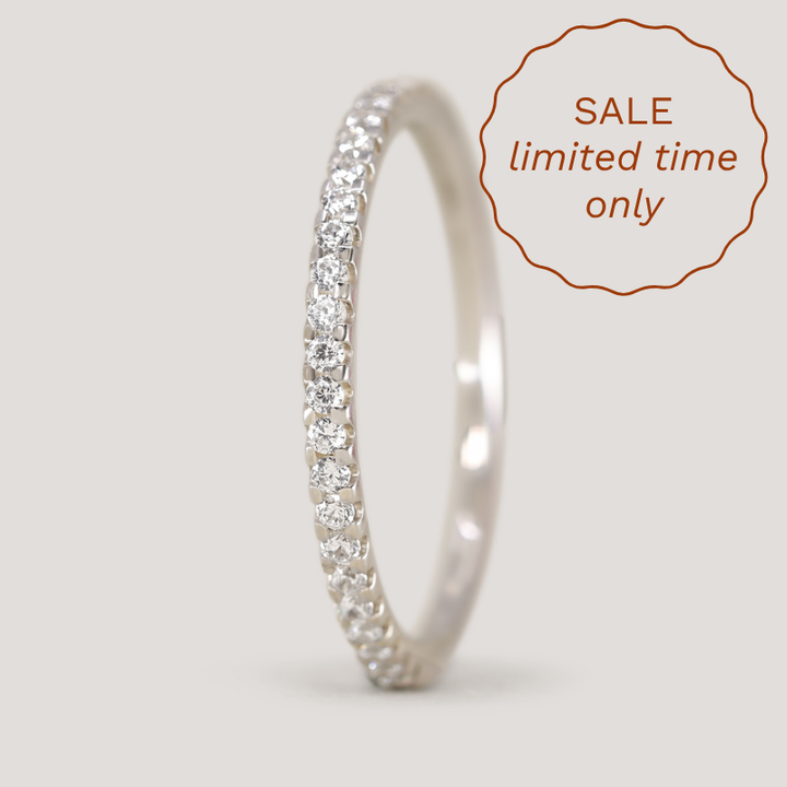 Ellis - Diamond Set Half Eternity Straight Wedding Ring - Made-to-Order