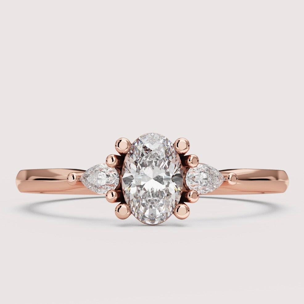 Elspeth - Oval Cut 0.50ct Diamond Pear Accents Trilogy Build Your Own Engagement Ring Setting