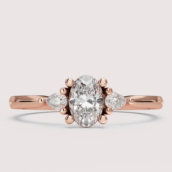 Elspeth - Oval Cut 0.50ct Diamond Pear Accents Trilogy Build Your Own Engagement Ring Setting
