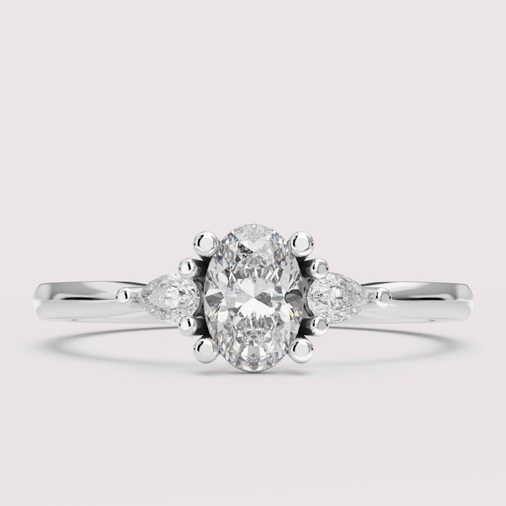 Elspeth - Oval Cut 0.50ct Diamond Pear Accents Trilogy Build Your Own Engagement Ring Setting