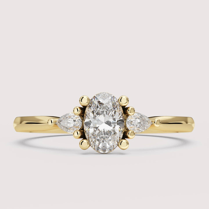 Elspeth - Oval Cut 0.50ct Diamond Pear Accents Trilogy Build Your Own Engagement Ring Setting