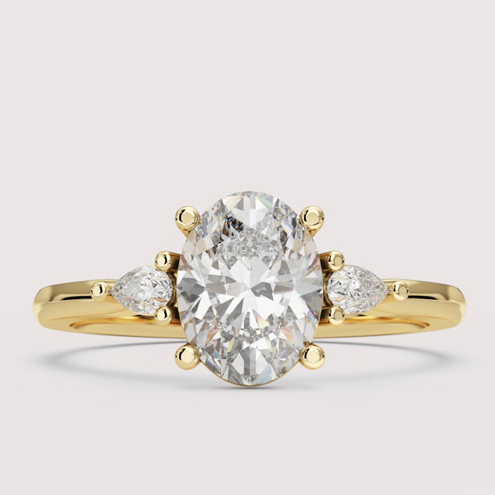 Elspeth - Oval Cut 1.00ct+ Diamond Pear Accents Trilogy Build Your Own Engagement Ring
