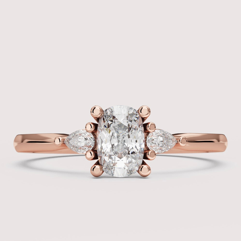 Elspeth - Cushion Cut Trilogy Engagement Ring Setting