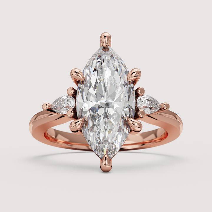 Elspeth - Marquise Cut 1.50ct-2.00ct Diamond Trilogy Engagement Ring with Pear Cut Side Stones Setting