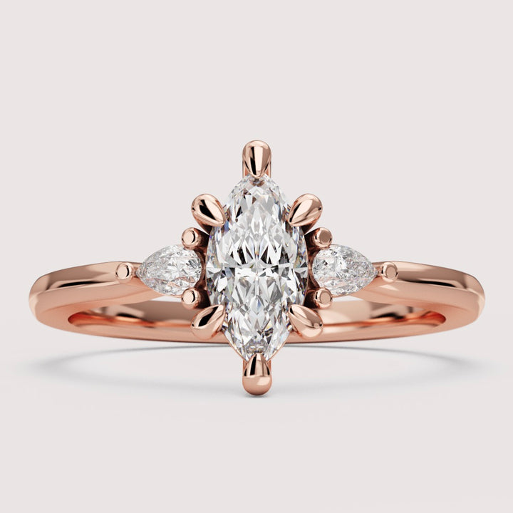 Elspeth - Marquise Cut 0.50ct Trilogy Engagement Ring Setting