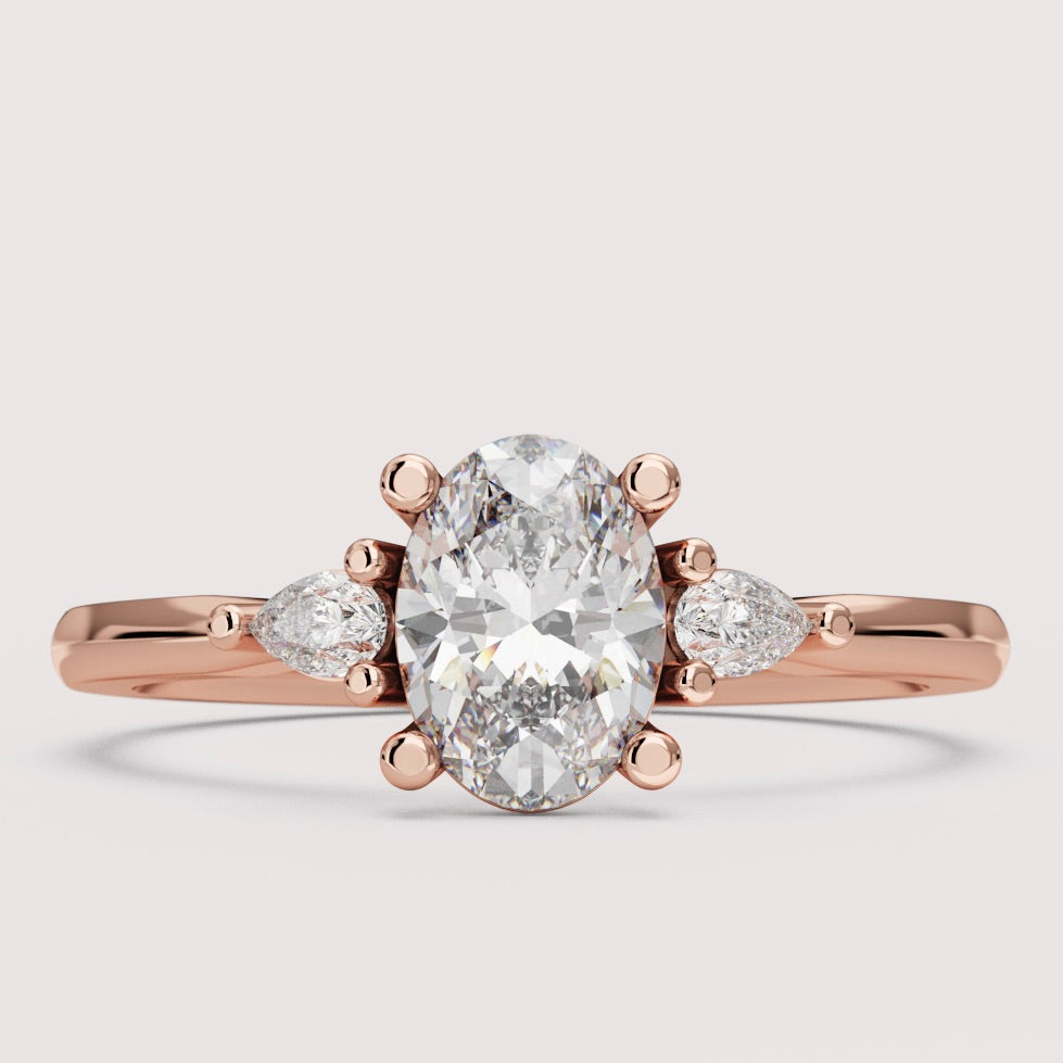 Elspeth - Oval Cut Trilogy Engagement Ring Setting