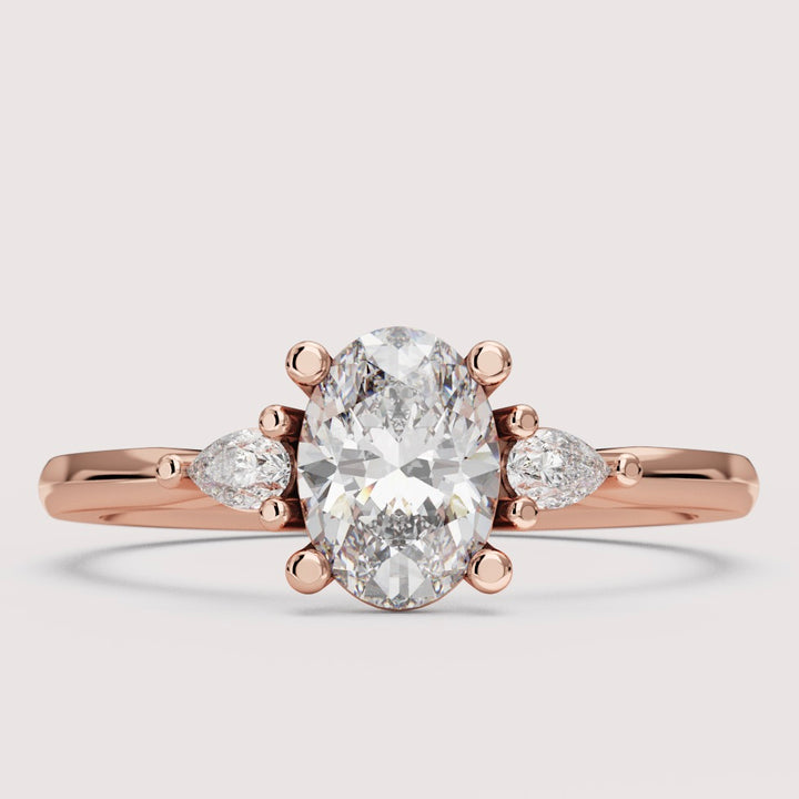 Elspeth - Oval Cut Trilogy Engagement Ring Setting