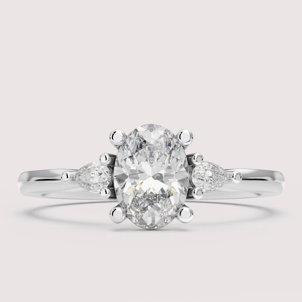 Elspeth - Oval Cut Trilogy Engagement Ring Setting
