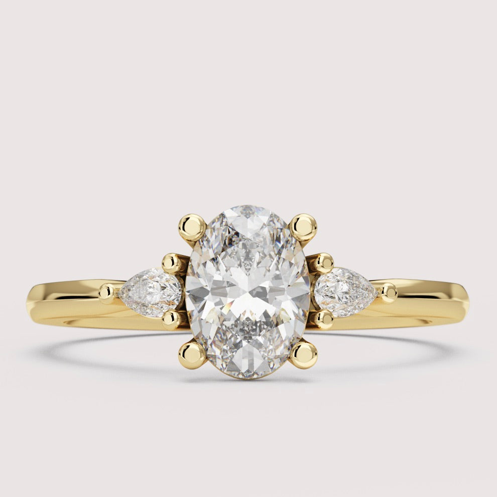 Elspeth - Oval Cut Trilogy Engagement Ring Setting