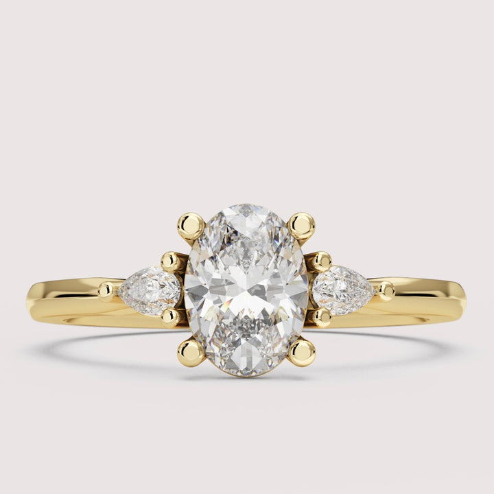 Elspeth - Oval Cut Trilogy Engagement Ring Setting