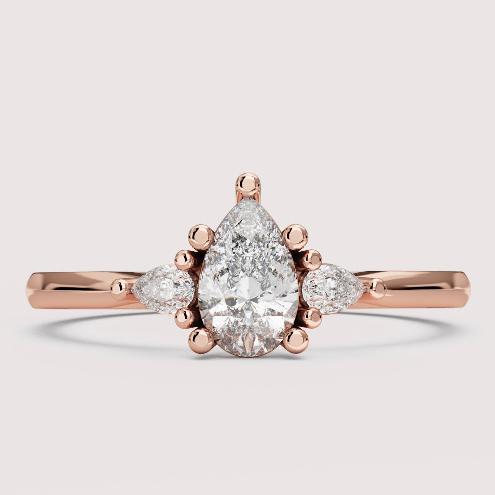 Elspeth - Pear Cut Trilogy Engagement Ring Setting