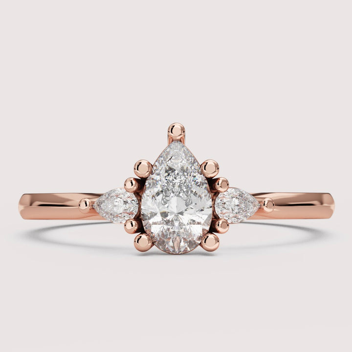 Elspeth - Pear Cut Trilogy Engagement Ring Setting