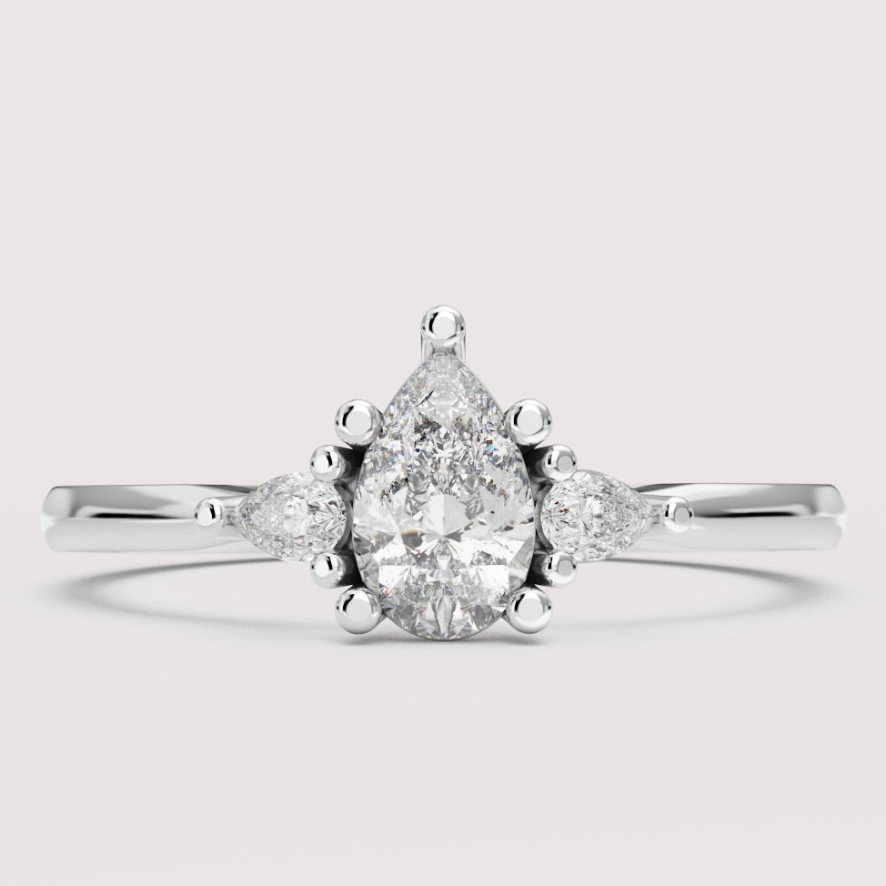 Elspeth - Pear Cut Trilogy Engagement Ring Setting