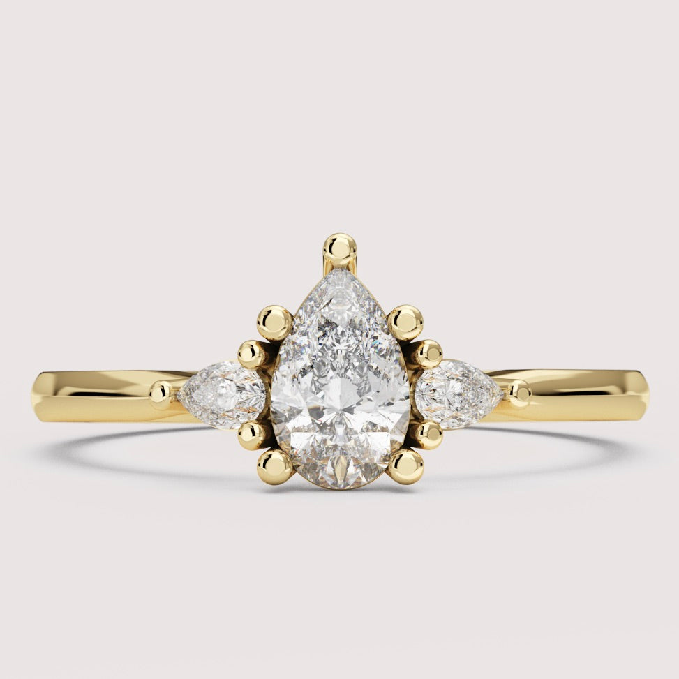 Elspeth - Pear Cut Trilogy Engagement Ring Setting