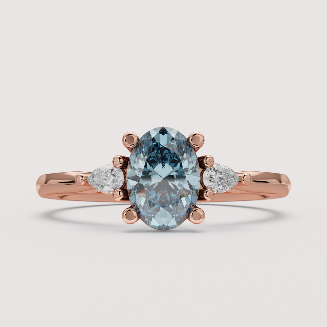 Elspeth - Oval Colourful Lab Grown Diamond Trilogy Engagement Ring Setting